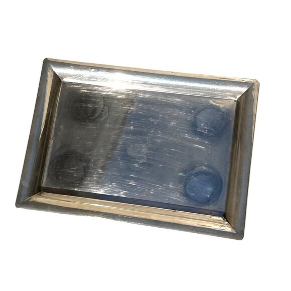 RECTANGULAR SILVER TONE SERVING TRAY - Picture 2 of 5